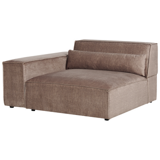 2 Seater Modular Sofa with Ottoman | Brown Fabric | Modern Design | Sectional Couch with Black Legs - Sofa In Store