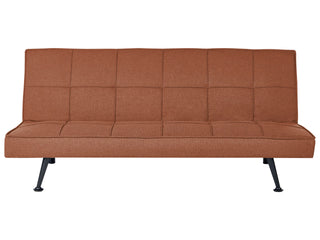 Fabric Sofa Bed Golden Brown 3-Seater Quilted Upholstery Click-Clack Guest Bed Armless Beliani - Sofa In Store