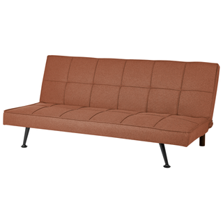 Fabric Sofa Bed Golden Brown 3-Seater Quilted Upholstery Click-Clack Guest Bed Armless Beliani - Sofa In Store