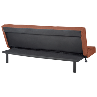 Fabric Sofa Bed Golden Brown 3-Seater Quilted Upholstery Click-Clack Guest Bed Armless Beliani - Sofa In Store
