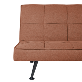 Fabric Sofa Bed Golden Brown 3-Seater Quilted Upholstery Click-Clack Guest Bed Armless Beliani - Sofa In Store