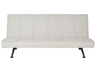 Fabric Sofa Bed Light Beige 3-Seater Quilted Upholstery Click-Clack Guest Bed Armless Beliani - Sofa In Store