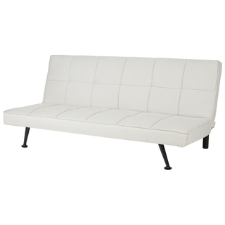 Fabric Sofa Bed Light Beige 3-Seater Quilted Upholstery Click-Clack Guest Bed Armless Beliani - Sofa In Store