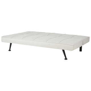 Fabric Sofa Bed Light Beige 3-Seater Quilted Upholstery Click-Clack Guest Bed Armless Beliani - Sofa In Store