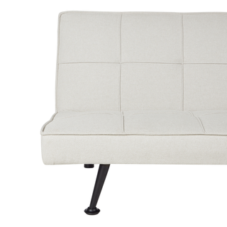Fabric Sofa Bed Light Beige 3-Seater Quilted Upholstery Click-Clack Guest Bed Armless Beliani - Sofa In Store