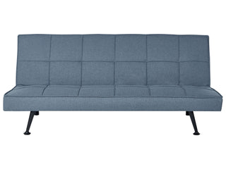Fabric Sofa Bed Blue 3-Seater Quilted Upholstery Click-Clack Guest Bed Armless Beliani - Sofa In Store