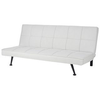 Fabric Sofa Bed Light Grey 3-Seater Quilted Upholstery Click-Clack Guest Bed Armless Beliani