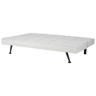 Fabric Sofa Bed Light Grey 3-Seater Quilted Upholstery Click-Clack Guest Bed Armless Beliani