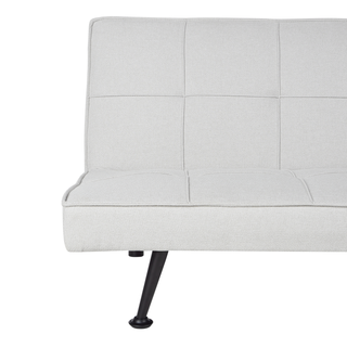 Fabric Sofa Bed Light Grey 3-Seater Quilted Upholstery Click-Clack Guest Bed Armless Beliani