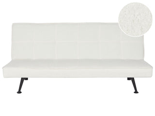 3 Seater Sofa Bed | Boucle Fabric | White | Click-Clack Design | Quilted Upholstery