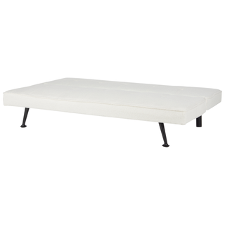 3 Seater Sofa Bed | Boucle Fabric | White | Click-Clack Design | Quilted Upholstery