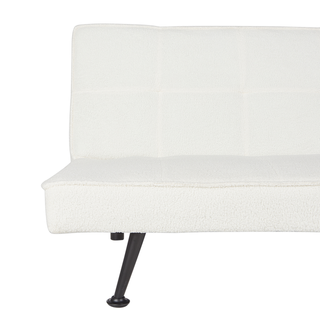 3 Seater Sofa Bed | Boucle Fabric | White | Click-Clack Design | Quilted Upholstery