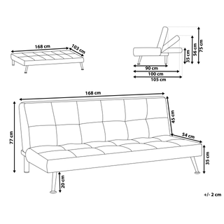 3 Seater Sofa Bed | Boucle Fabric | White | Click-Clack Design | Quilted Upholstery