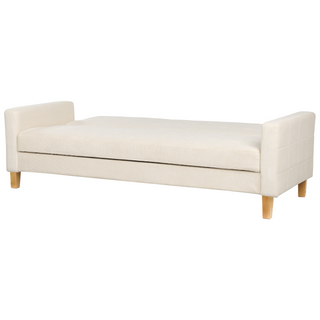 Sofa Bed Off-White Cream Fabric Chenille Texture 3 Seater Click Clack Quilted Upholstery Beliani - Sofa In Store