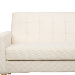 Sofa Bed Off-White Cream Fabric Chenille Texture 3 Seater Click Clack Quilted Upholstery Beliani - Sofa In Store