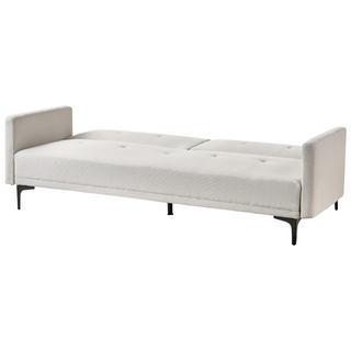 Sofa Bed Light Beige Fabric 3 Seater Buttoned Seat Click Clack Beliani - Sofa In Store