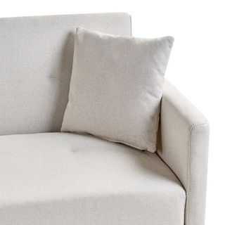 Sofa Bed Light Beige Fabric 3 Seater Buttoned Seat Click Clack Beliani - Sofa In Store