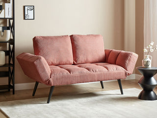 Fabric Sofa Bed Pink Loveseat Adjustable Armrests Living Room Guest Bed Minimalist Beliani