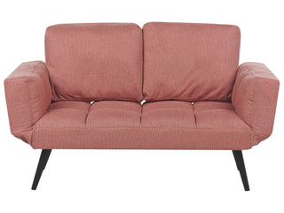 Fabric Sofa Bed Pink Loveseat Adjustable Armrests Living Room Guest Bed Minimalist Beliani