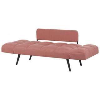 Fabric Sofa Bed Pink Loveseat Adjustable Armrests Living Room Guest Bed Minimalist Beliani