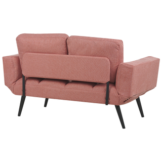 Fabric Sofa Bed Pink Loveseat Adjustable Armrests Living Room Guest Bed Minimalist Beliani