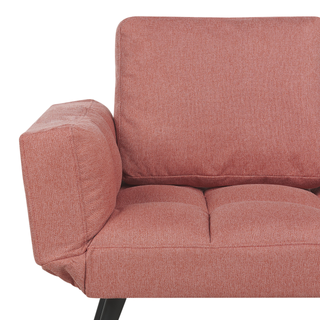 Fabric Sofa Bed Pink Loveseat Adjustable Armrests Living Room Guest Bed Minimalist Beliani