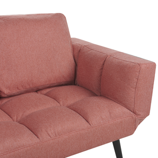 Fabric Sofa Bed Pink Loveseat Adjustable Armrests Living Room Guest Bed Minimalist Beliani