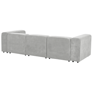 3 Seater Modular Sofa with Ottoman | Grey Corduroy | Modern Design | Sectional Couch with Black Legs - Sofa In Store