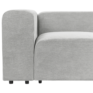 3 Seater Modular Sofa with Ottoman | Grey Corduroy | Modern Design | Sectional Couch with Black Legs - Sofa In Store