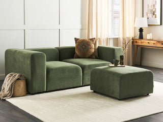 2 Seater Modular Sofa with Ottoman | Corduroy Fabric | Green | Sectional Design | Modern Living Room - Sofa In Store