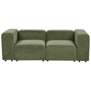 2 Seater Modular Sofa with Ottoman | Corduroy Fabric | Green | Sectional Design | Modern Living Room - Sofa In Store