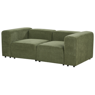 2 Seater Modular Sofa with Ottoman | Corduroy Fabric | Green | Sectional Design | Modern Living Room - Sofa In Store