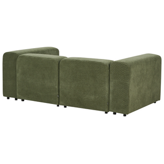 2 Seater Modular Sofa with Ottoman | Corduroy Fabric | Green | Sectional Design | Modern Living Room - Sofa In Store