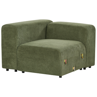 2 Seater Modular Sofa with Ottoman | Corduroy Fabric | Green | Sectional Design | Modern Living Room - Sofa In Store