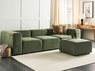 3 Seater Modular Sofa with Ottoman | Grey Corduroy | Green | Sectional Design | Modern Living Room - Sofa In Store