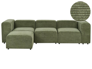 3 Seater Modular Sofa with Ottoman | Grey Corduroy | Green | Sectional Design | Modern Living Room - Sofa In Store
