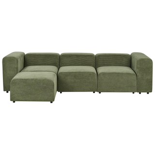 3 Seater Modular Sofa with Ottoman | Grey Corduroy | Green | Sectional Design | Modern Living Room - Sofa In Store