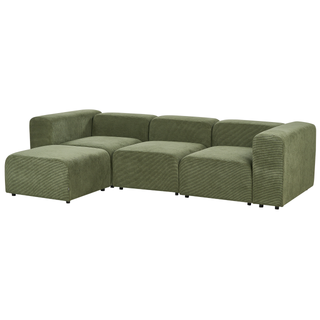3 Seater Modular Sofa with Ottoman | Grey Corduroy | Green | Sectional Design | Modern Living Room - Sofa In Store