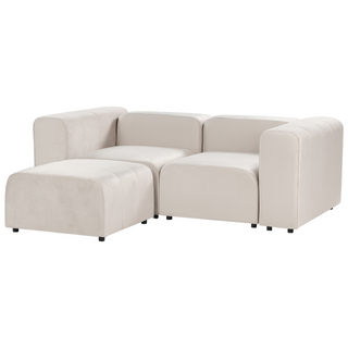 2 Seater Modular Sofa with Ottoman | Beige Velvet | Modern Design | Versatile Sectional | 504737 - Sofa In Store