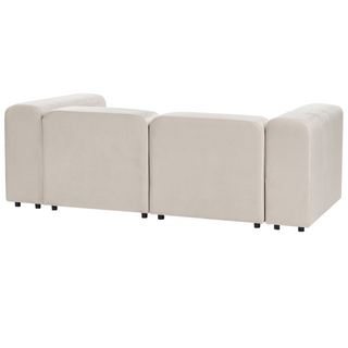 2 Seater Modular Sofa with Ottoman | Beige Velvet | Modern Design | Versatile Sectional | 504737 - Sofa In Store