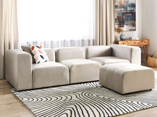 3 Seater Modular Sofa with Ottoman | Velvet | Beige | Sectional Design | Modern Living Room - Sofa In Store