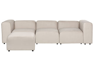 3 Seater Modular Sofa with Ottoman | Velvet | Beige | Sectional Design | Modern Living Room - Sofa In Store