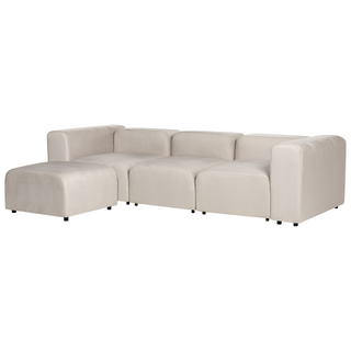 3 Seater Modular Sofa with Ottoman | Velvet | Beige | Sectional Design | Modern Living Room - Sofa In Store