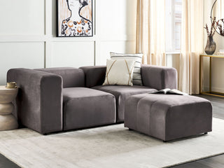 2 Seater Modular Sofa with Ottoman | Velvet | Dark Grey | Sectional Design | Modern Living Room - Sofa In Store