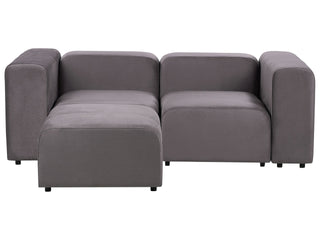 2 Seater Modular Sofa with Ottoman | Velvet | Dark Grey | Sectional Design | Modern Living Room - Sofa In Store