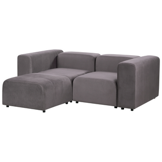 2 Seater Modular Sofa with Ottoman | Velvet | Dark Grey | Sectional Design | Modern Living Room - Sofa In Store