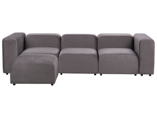 3 Seater Modular Sofa with Ottoman | Velvet | Dark Grey | Sectional Design | Modern Living Room - Sofa In Store