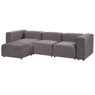 3 Seater Modular Sofa with Ottoman | Velvet | Dark Grey | Sectional Design | Modern Living Room - Sofa In Store
