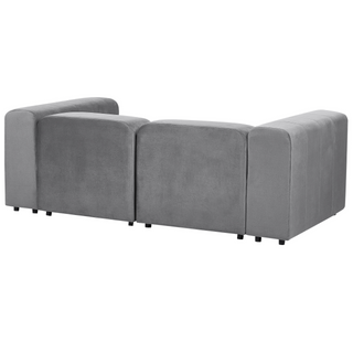 2 Seater Modular Sofa with Ottoman | Grey Velvet | Modern Design | Sectional Couch with Black Legs - Sofa In Store
