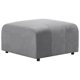 2 Seater Modular Sofa with Ottoman | Grey Velvet | Modern Design | Sectional Couch with Black Legs - Sofa In Store